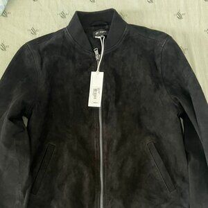 AG JEANS Dayton Men's Black Bomber Suede Jacket